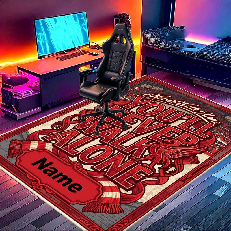 Custom Name Personalized Football Print Carpet, Versatile Home Decor Rug, for Playroom, Apartment, Balcony, Entryway, Hallway Gift