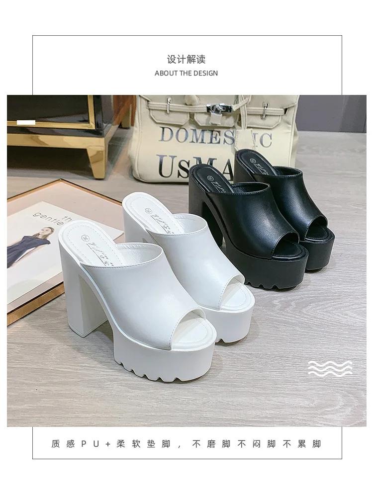 Fashion Super High Heel Thick Heel Sandals 14CM Waterproof Table Fish Mouth Sandals Sandals Fashion Everything Women Shoes