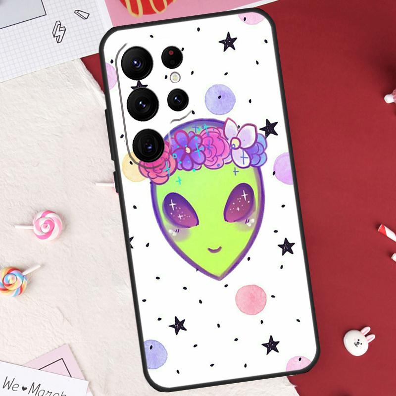 Alien Kawaii Art Case For Samsung Galaxy S24 FE S20 FE S21 S22 S23 S25 S26 Ultra S10 Plus S25 FE Cover Shell