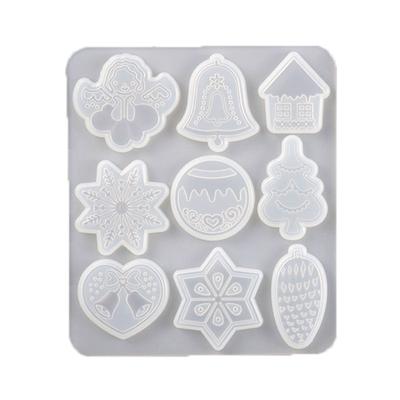 Christmas Elk Mold  Christmas Tree Pendant Snowflake Keychain Decoration Car Pendant Silicone Mold for Party Decor