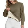 Women's Casual Fashion RoundNeck Pullover Top Winter Solid Color Plush Sweatshirt