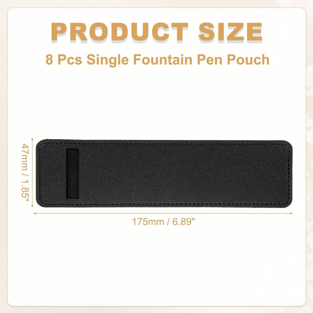 PATIKIL Pen Sleeve PU Leather Pen Single Fountain Pouch Protective Cover Holder for Office Ballpoint Black 7-inch Case, 8-Piece Pouch, Pens,
