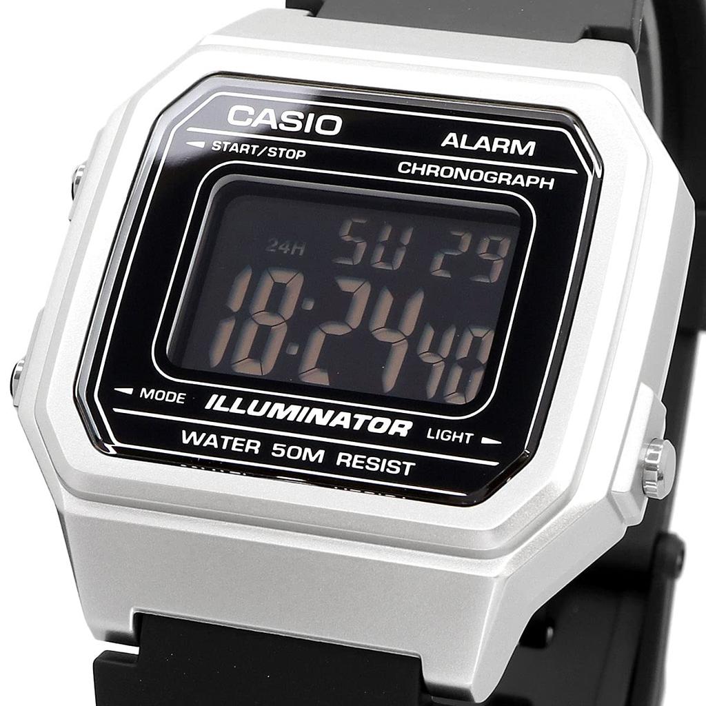 Casio Standard W-217HM-7B Watch Cheap Casio Digital Date Silver Black