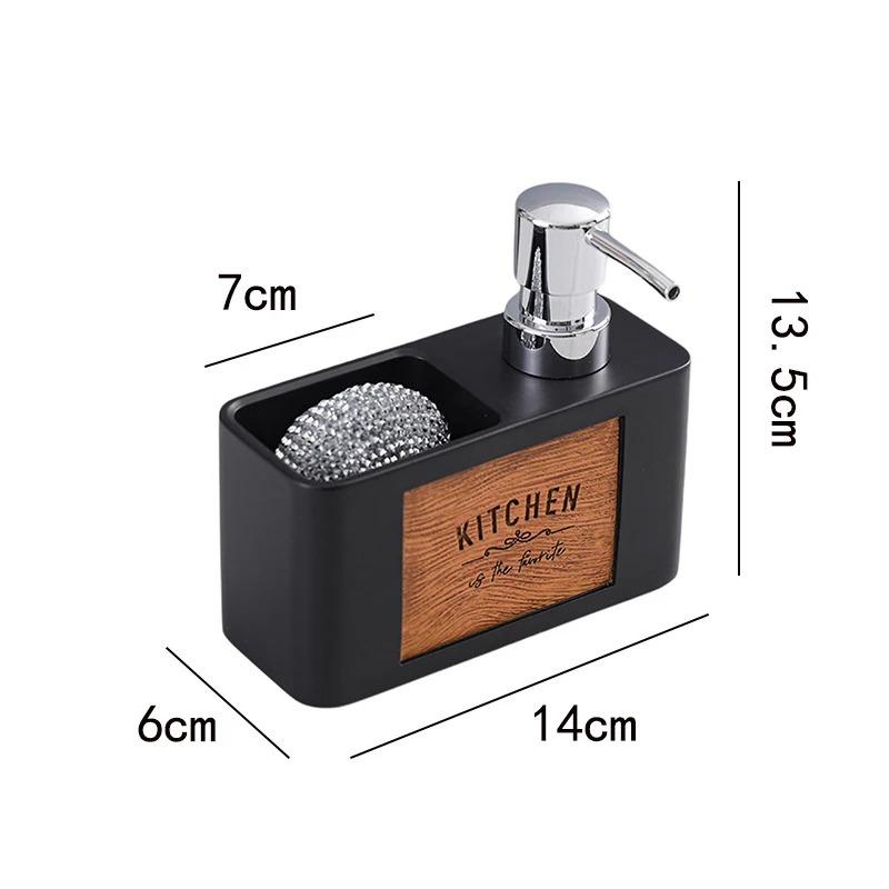 

Кухонный дозатор мыла для раковины, пресс для жидкого мыла для посуды, бутылка для дезинфицирующего средства для рук для ванной, дозатор лосьона, контейнер для хранения чистящих шариков чёрный