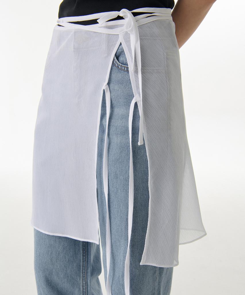 Musinsa Standard Woman Women'S Sheer Crinkle Layered Wrap Skirt_Short [White]