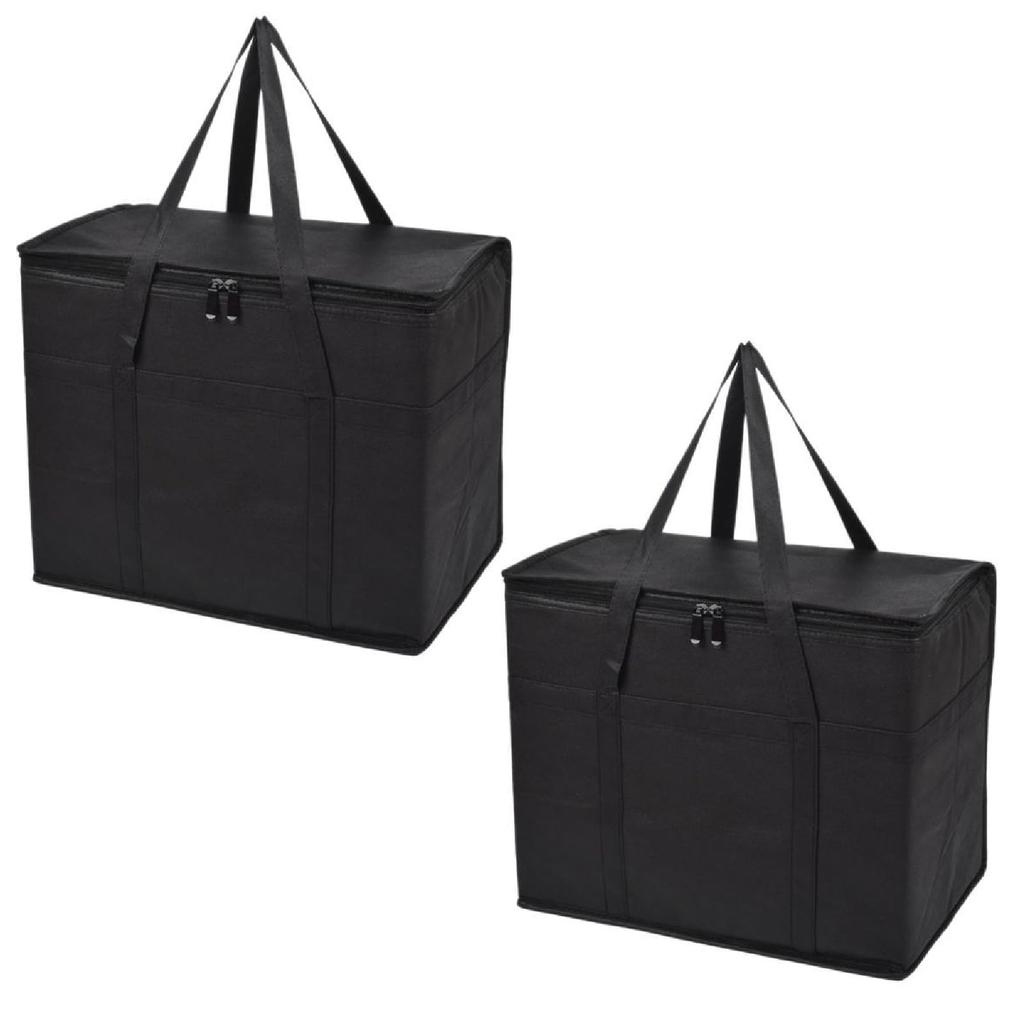 CAWKAY Insulated Cooler Bags, Set of 2, Foldable, Eco-Friendly, Insulated, for Shopping, Camping, Cherry Blossom Viewing, and BBQs (Black)