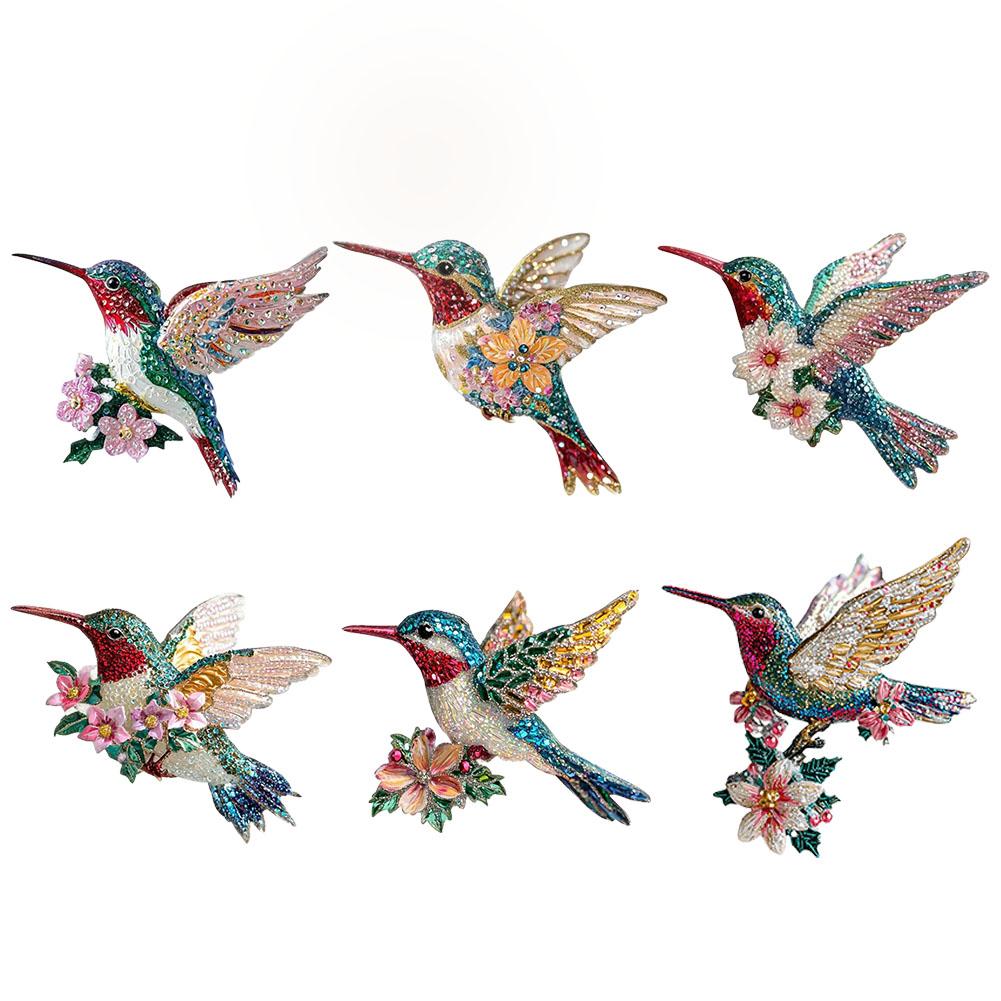 2D Acrylic Hummingbird Ornament Colorful Crystal - Like Bird With Flower For Christmas Tree Hanging Holiday Home Decor Pendant
