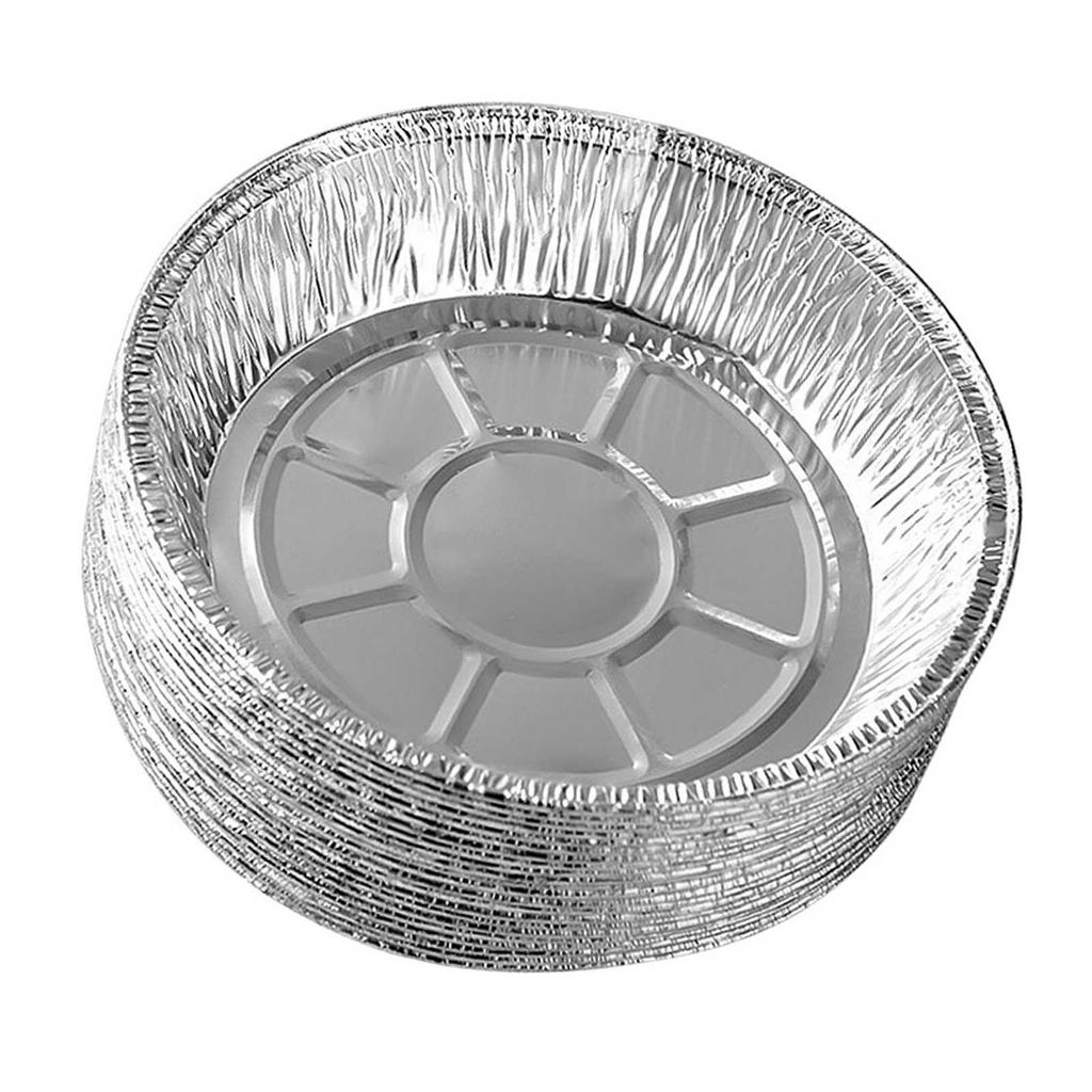 50PCS 9 Inch Disposable Aluminum Foil Plates Round Tin Foil Pie Pans for Air Fryers Baking Cooking Storage Roasting