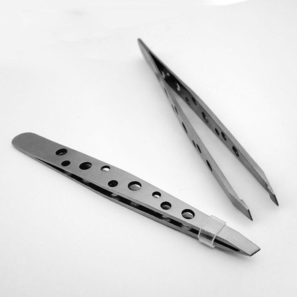 Professional Makeup Tools Applicator Hair Removal Slant Tip Stainless Steel Eyebrow Tweezers Clip