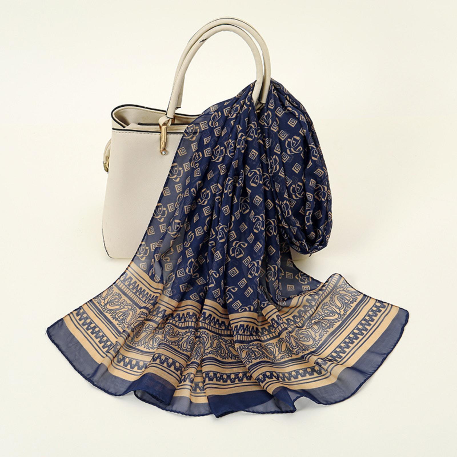 

Трендовый шарф с цветочным принтом, похожий на шелк - Универсальный и стильный высококачественный шарф на шею в горошек с элегантной отделкой One Size чёрный