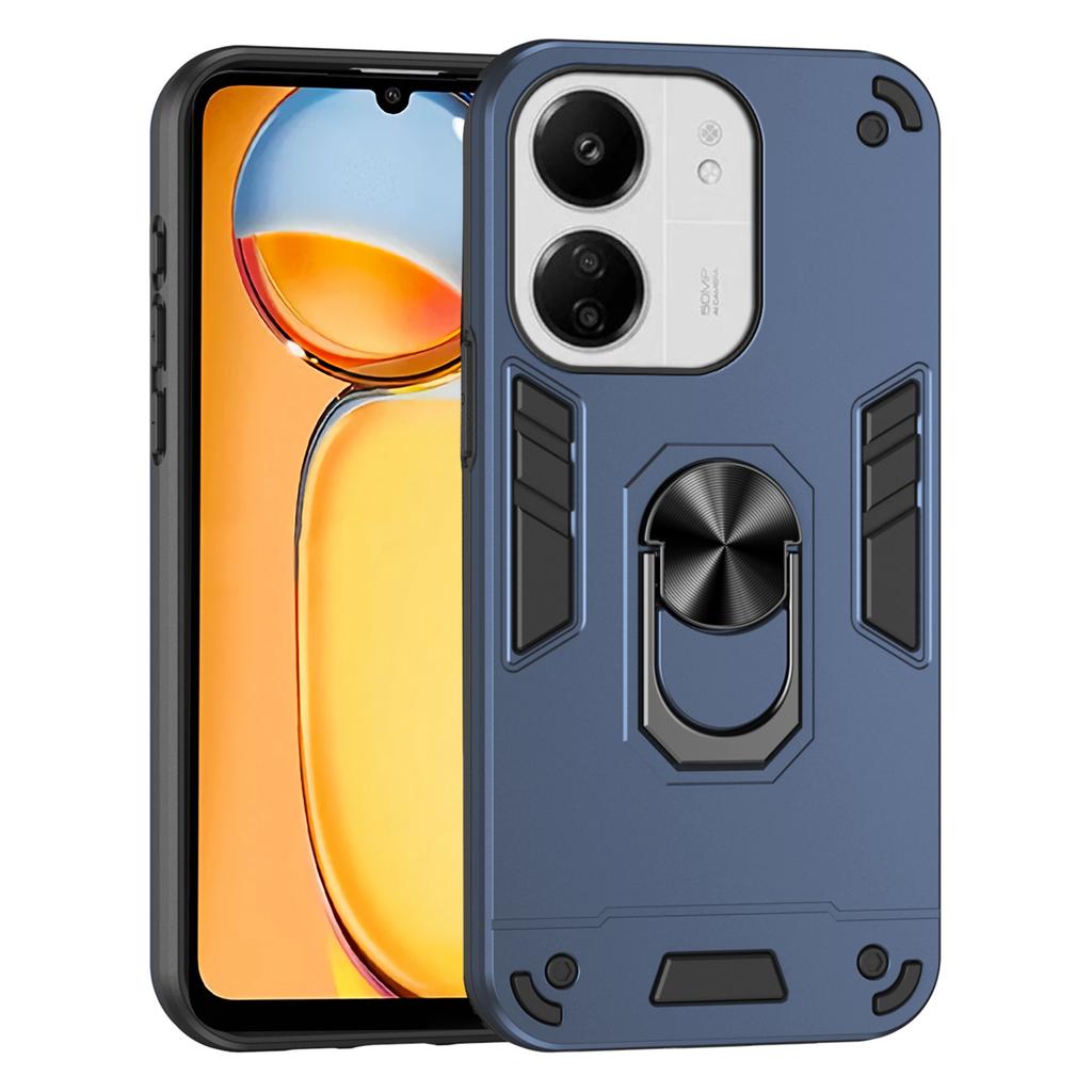 For Xiaomi Redmi 13C 5G/13C 4G/13R 5G/Poco C65 4G/Poco M6 5G Case PC+TPU Drop Defend Phone Cover with Ring Kickstand