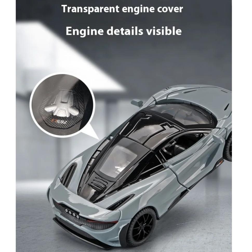 1/32 Scale Mclaren 765LT Supercar Series Metal Alloy Diecast Model Car Library Bookcase Decoration Gifts for Friend Collection Hobby