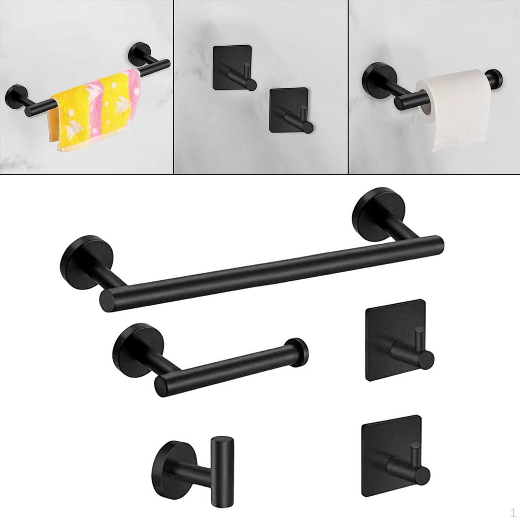 Brushed Bathroom Accessories Kit Towel Rack Hooks Holder Heavy Duty -Piece Modern Style for