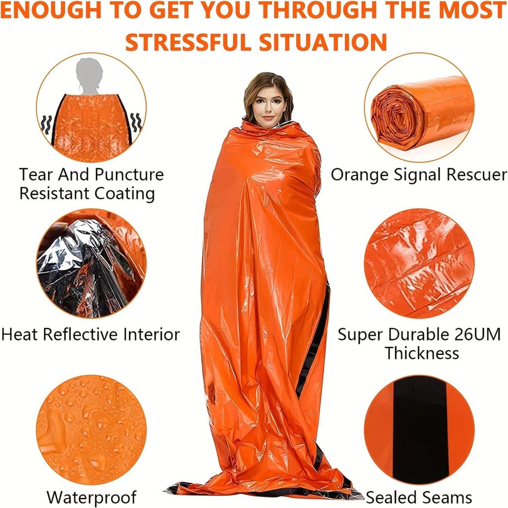 Emergency Insulated Sleeping Bag, Single Person Extended Camping Survival First Aid Blanket, Waterproof And Windproof Outdoor Portable Equipment
