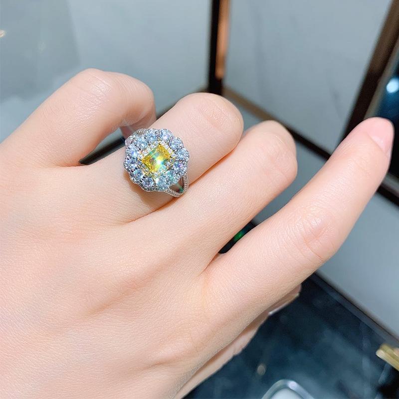 Clearance goods are on sale at a loss micro-inlaid pink diamonds, yellow diamonds, index finger rings, women's zircon women's jewelry rings.