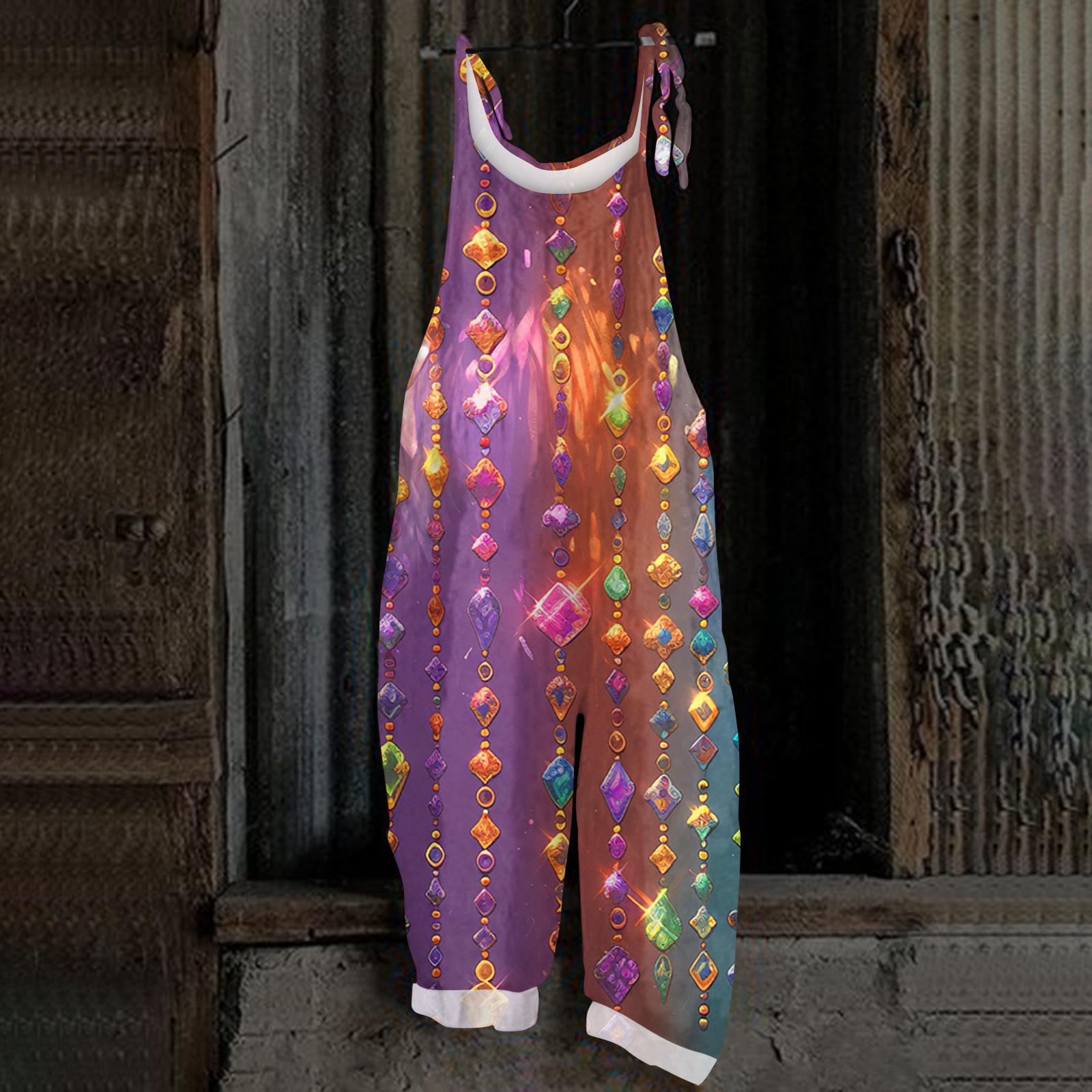 

Женский повседневный комбинезон без рукавов с принтом карнавальной маски, свободный комбинезон в стиле ретро XL жёлтый