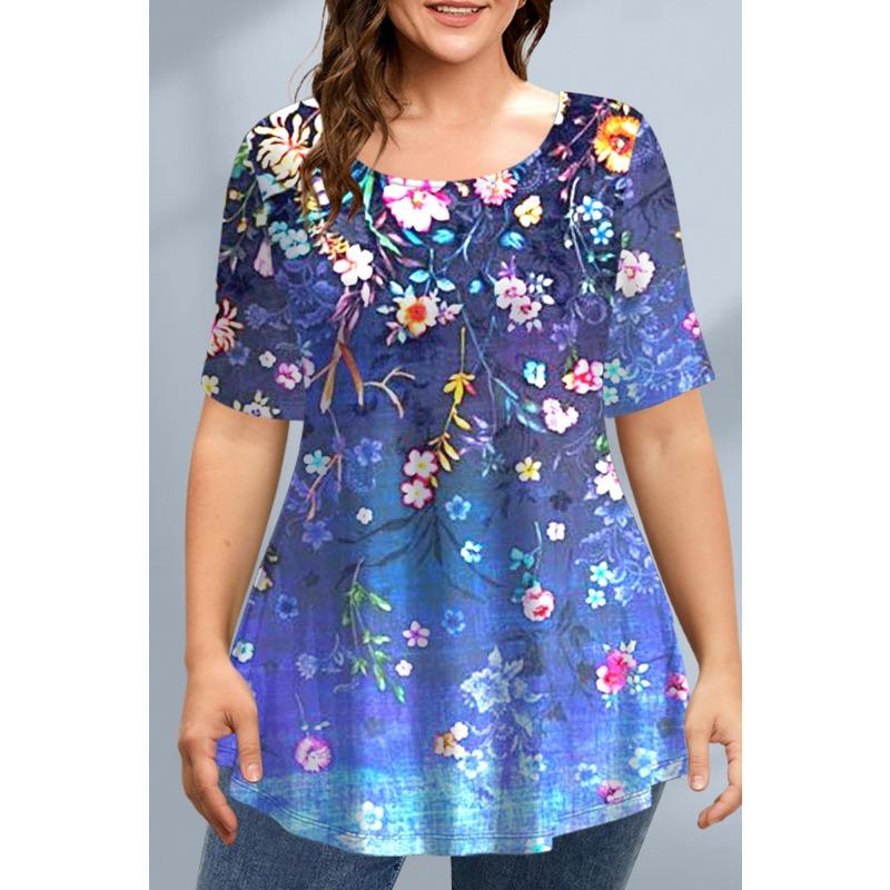 Sommer Rundhals 3D-Druck Top Modische Lässige Übergröße Kurzarm Damen T-Shirts