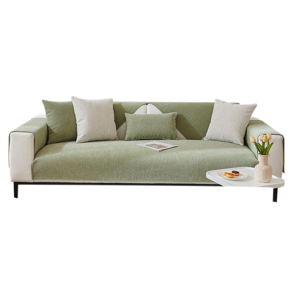 Sofa Cushion Universal In All Seasons, Fine Willow Chenille Non-Slip Cover, Simple All-Inclusive Universal Cover, Summer Green Seat Cushion