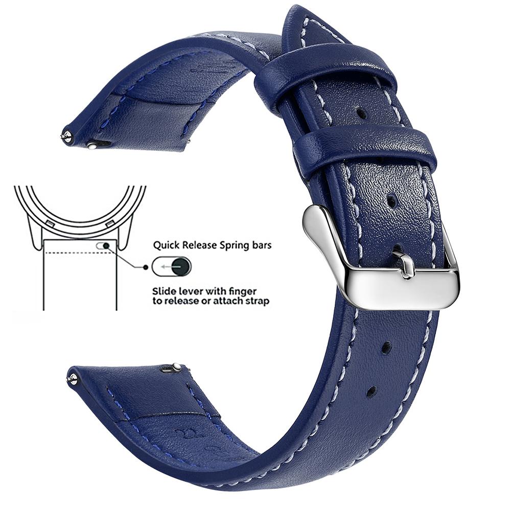 Echtes Lederarmband aus Narbenleder, Schnellverschluss 18mm/20mm/22mm Uhrenarmbänder, Passend für Samsung Galaxy Watch, Garmin Huawei Watch