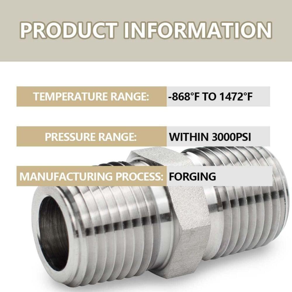 1/4" NPT X 1/4" NPT Pipe Fittings 304 Stainless Steel Pipe Fitting Adapter  Water Pipe