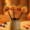 Student Ballpoint Pen Halloween Pumpkin Gel Ink Pen, 0.7mm Rollerball with Plush Pumpkin, Writing Pens Novelty Black for Party Favors, Gift
