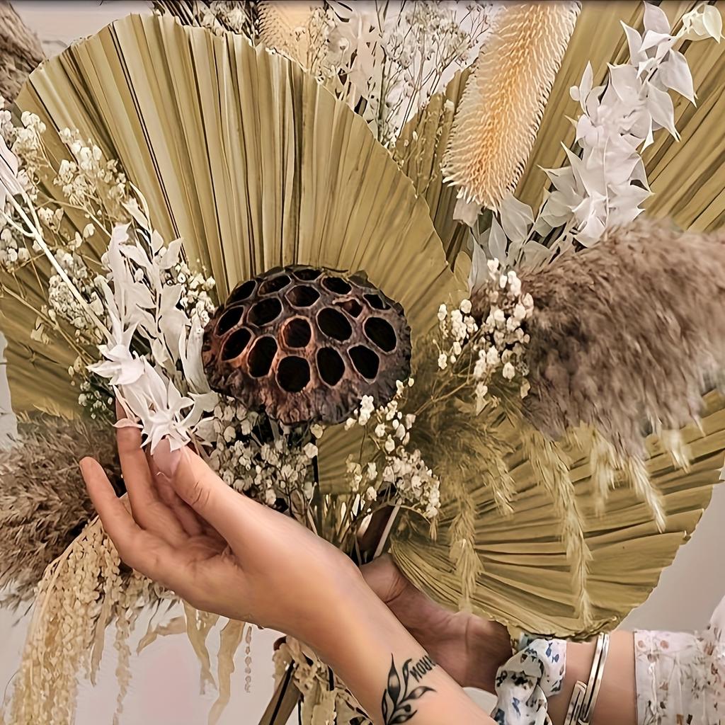 Abanico de hoja tropical bohemio, con tallos de flores, adecuado para jarrones, grandes decoraciones de boda bohemias, decoración del hogar, aniversarios