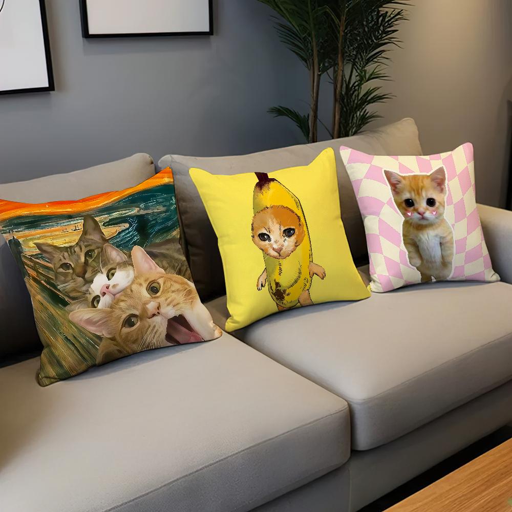 banana cat meme abstract funny painting Comfortable soft Pillow Case for Sofa Living Room Home office Decor Protective Covers