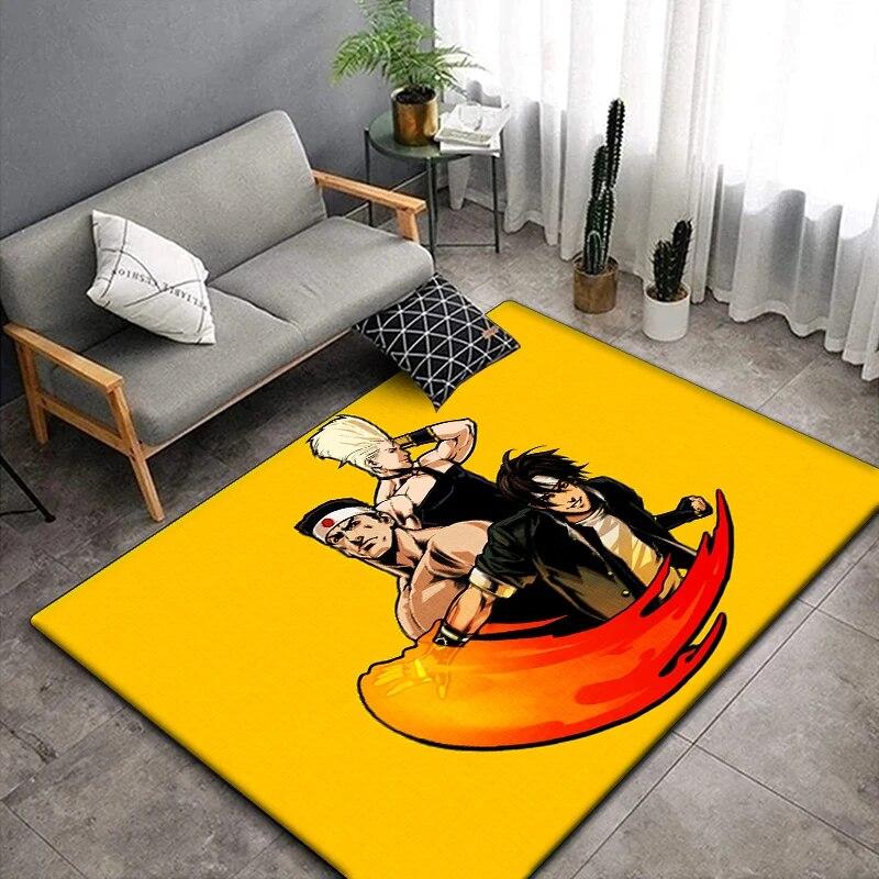 KOF Anime Krásný Malovaný Koberec do Obývacího Pokoje Velký Plošný Koberec Černý Měkký Koberec Domácí Dekorace Podložky Boho Koberce Piknik