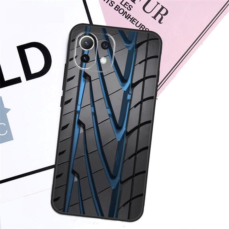 Black Tire Tyre Tread Texture Case For Xiaomi 15T Pro 14T 13T 17 Pro Max 14 15 Ultra POCO X7 X5 X6 F5 F6 F7 F8 Pro Cover