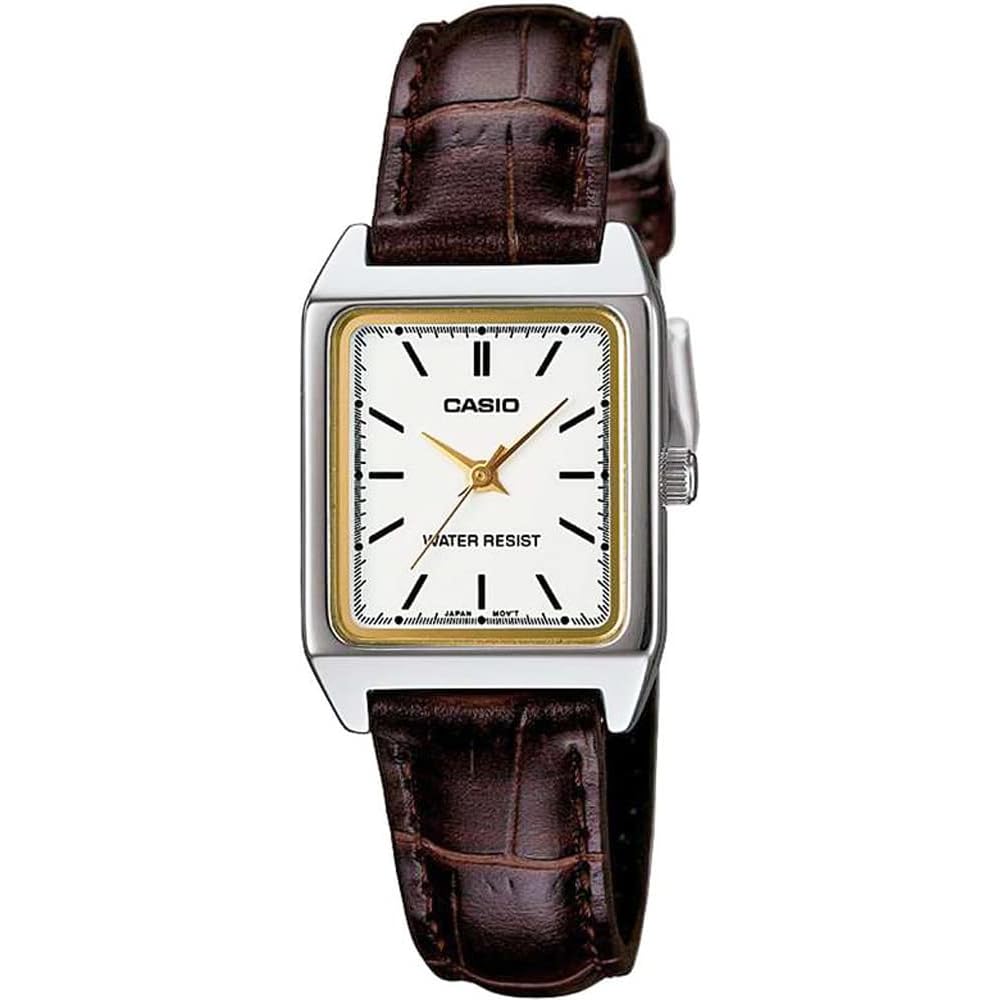 Casio Standard Quartz Women s Watch LTP-V007L-7E2 White Brown Leather Strap