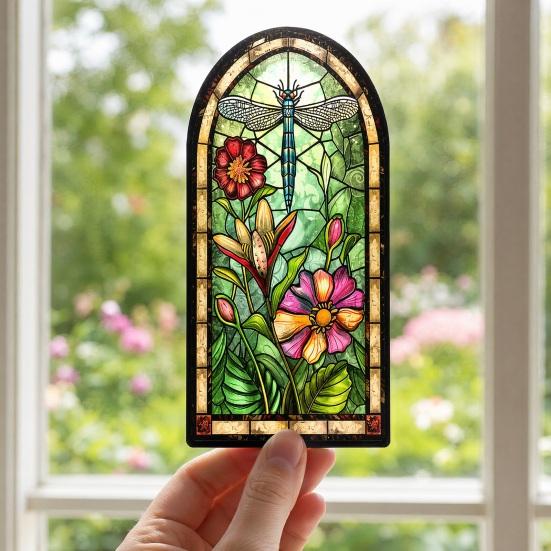 Transparent Bookmark Stained Glass Flower Bookmark Floral Acrylic Suncatcher Colorful Set Plant Book