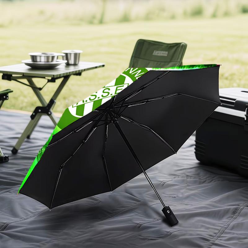Saint-etienne Football Club Automatic Folding Umbrella - 8-Rib Travel Umbrella with Auto Open/Close & Portable Gifts for holidays or birthdays