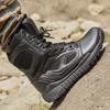Fashion Anti slip High Quality Black Genuine Leather Boots Rubber Sole Men's Tactical Boots