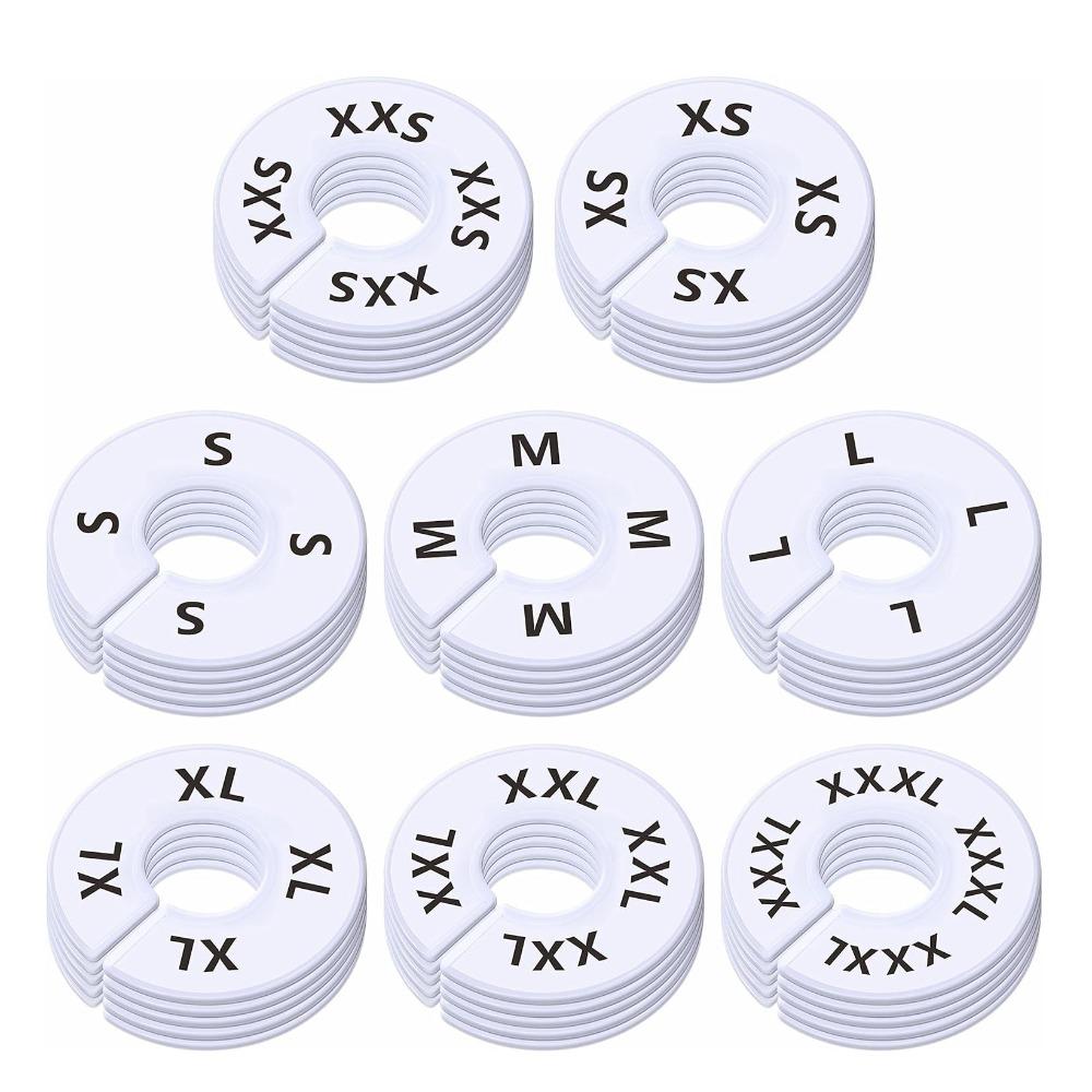 8Pcs Plastic Clothes Size Dividers Round Rectangular XS-XXL Size Marking Ring Multifunctional DIY Craft Clothing Rack Size