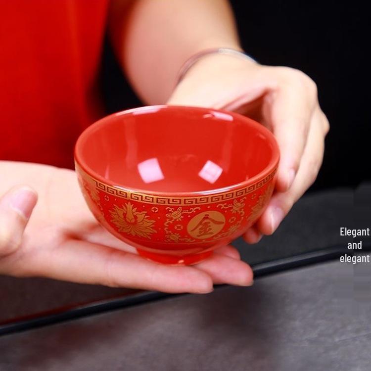 Red Ceramic Worship Bowl: Ideal for Ceremonies, Fasting, Weddings, Housewarmings, Temple Offerings, and Celebrations