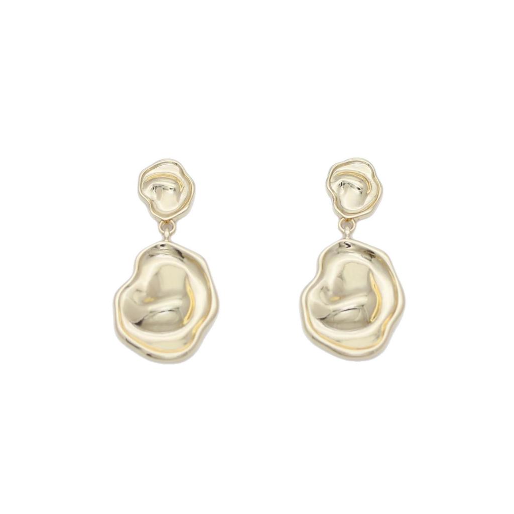 Geometric Irregular Concave-Convex Earrings: Simple, Fashionable Studs with S925 Silver Needle and Real Gold Color Retention