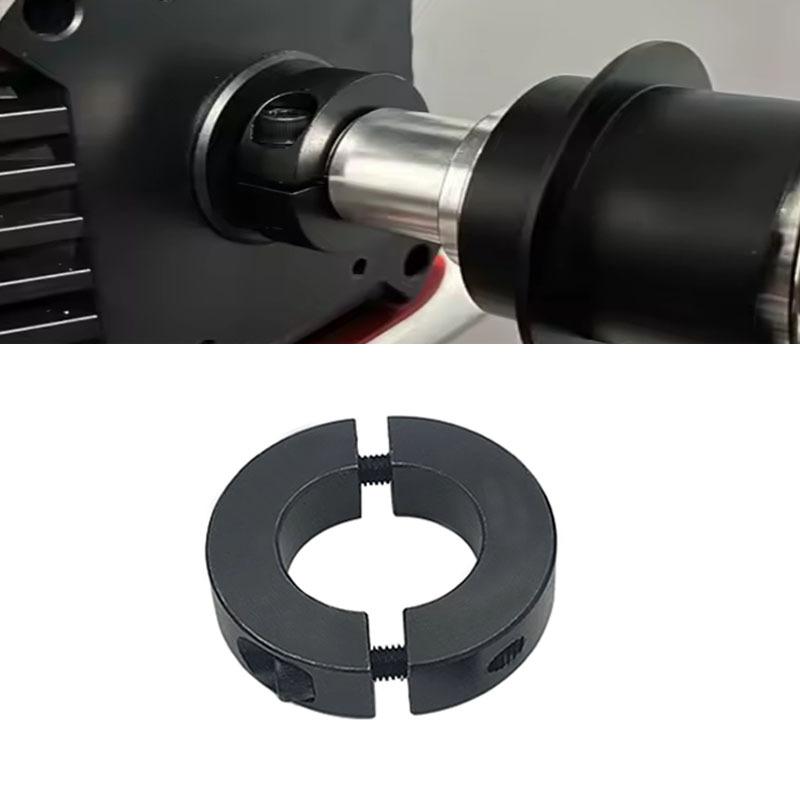Shaft Clamp For Fanatec Base, featuring aluminum alloy material, CNC machining process, and anodized coloring.