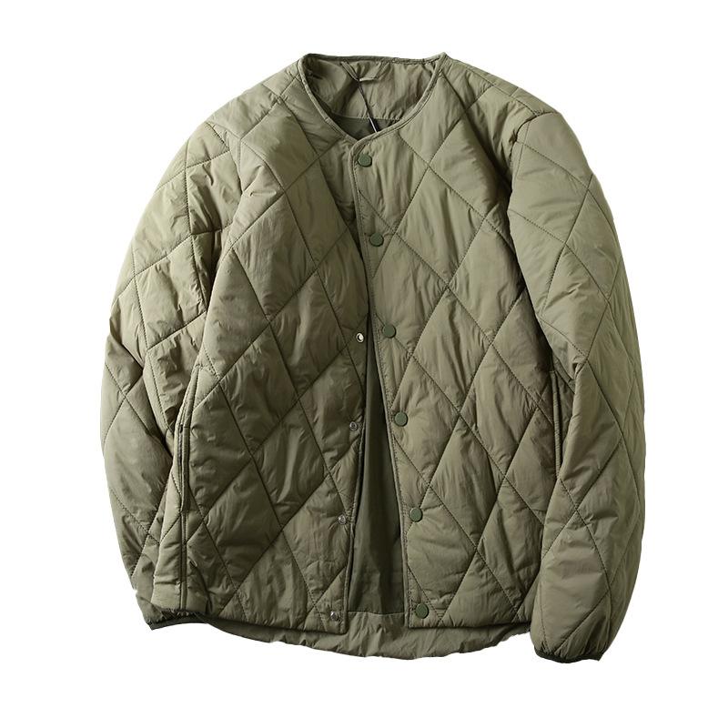 Herren Herbst- und Winterdesign Diamantgitter Winddichte Warme Jacke Einfarbig Schlicht Locker Jacke