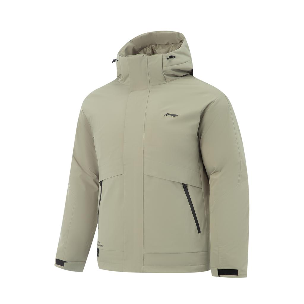 Li Ning Windproof And Water-Resistant Hooded Logo Down Jacket Men Outerwear AYMV415-6