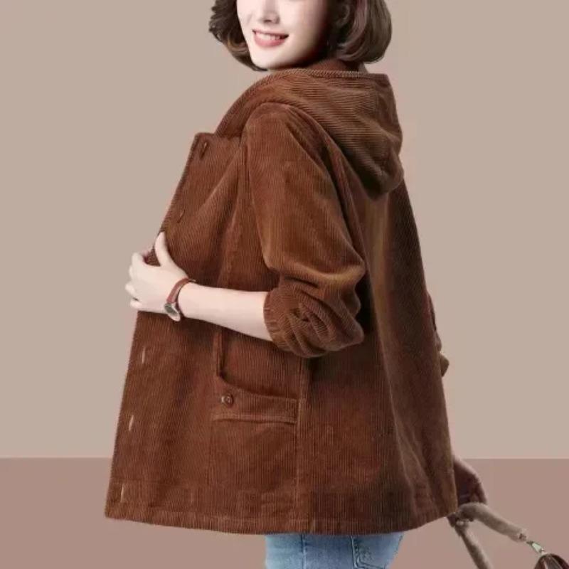 Spring Autumn Of The Season New Style Women's Corduroy Jacket Loose Slimming Thin Mom Clothes Casual Outerwear for Midd