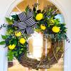 Artificial Lemon Peony Wreath Wall Hanging Decor Door Home Festival Party Decoration