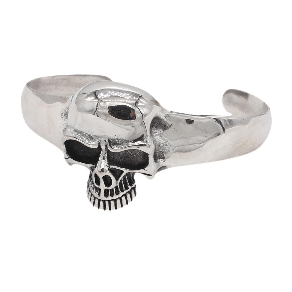 Браслет-манжета Череп Нержавеющая сталь 316L Байкерский Панк Мужской Мальчики Полировка Скелет Браслет серебряный