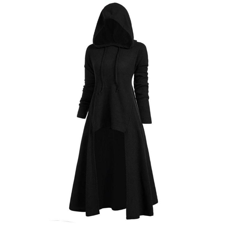 Top a mantella in maglia con cappuccio Retro Manica lunga Taglie forti Moda Abbigliamento Donna