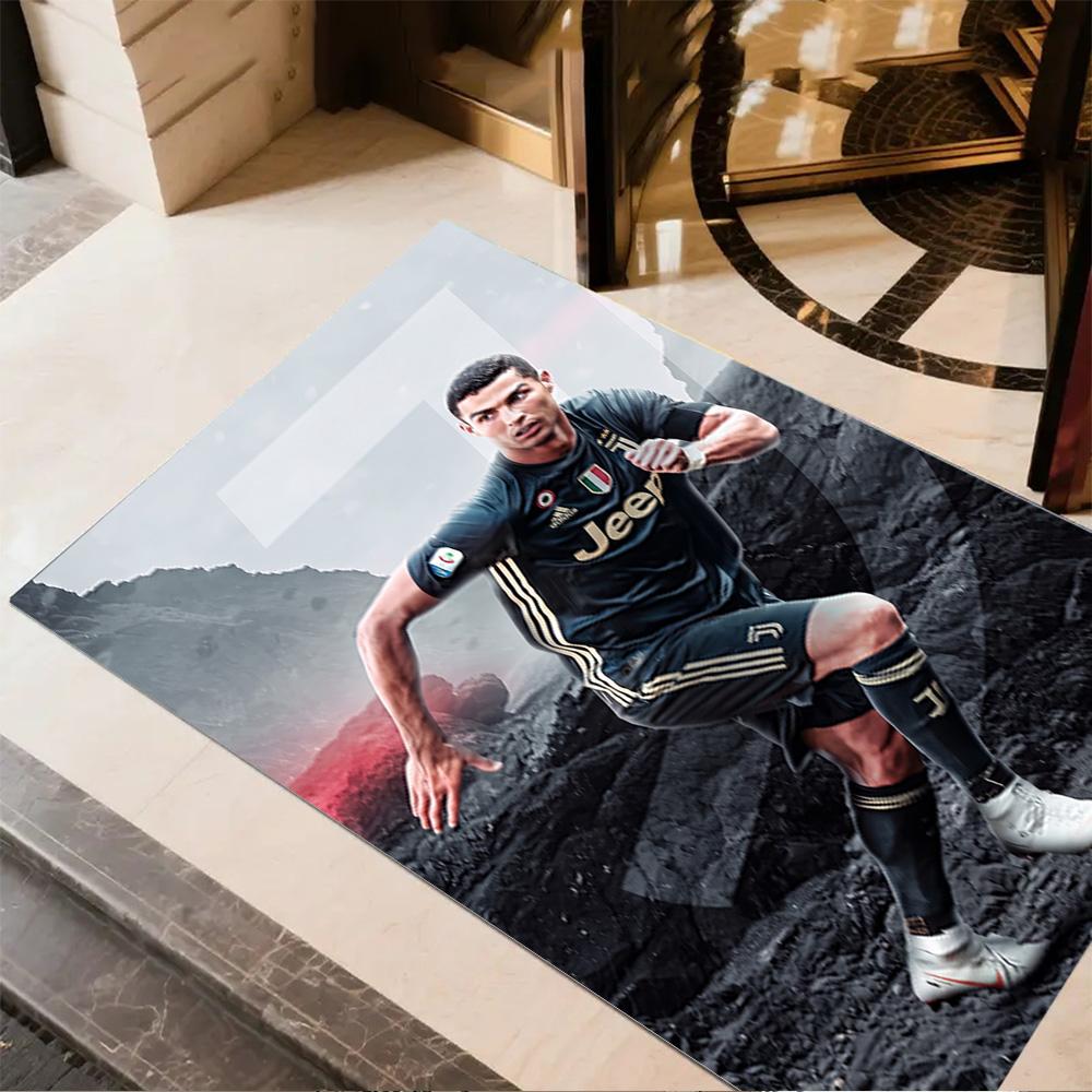 Cristiano Ronaldo Soccer Action Floor Mat Suitable for Dormitory Dining Room Living Rooms Study Room Anti-slip Rug Office Home Decor Best for Christma