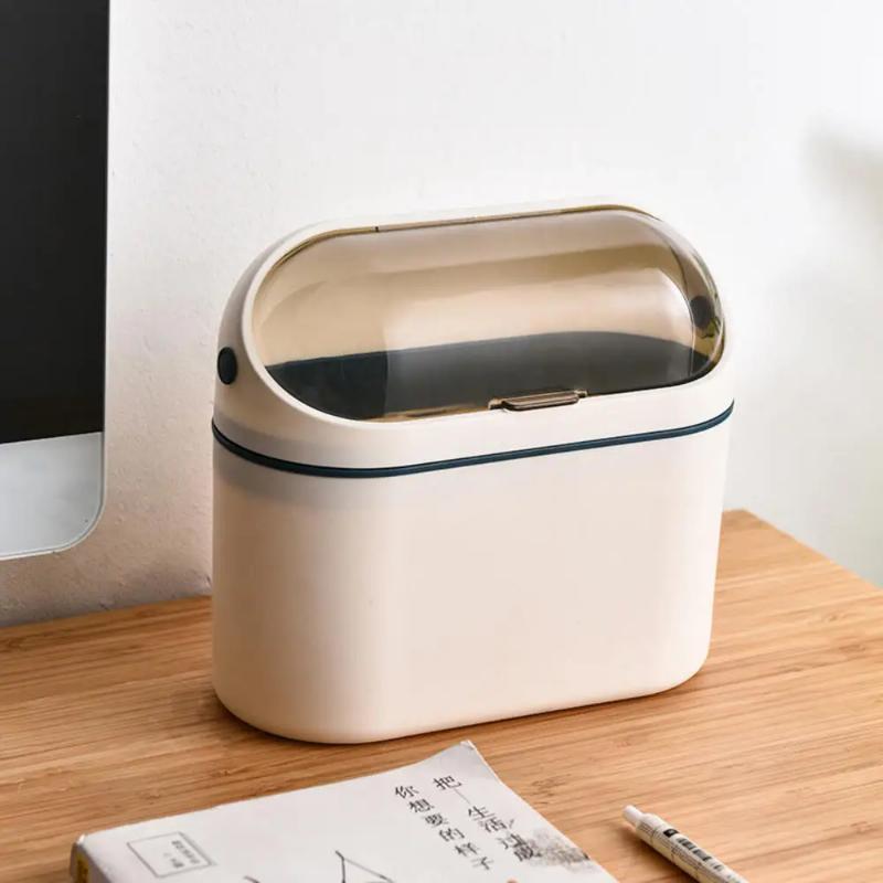 Mini Trash Can with Lid Mini Waste Basket for Desktop Small Office Countertop Garbage Can Mountable Tiny Wastebasket for RV Dorm