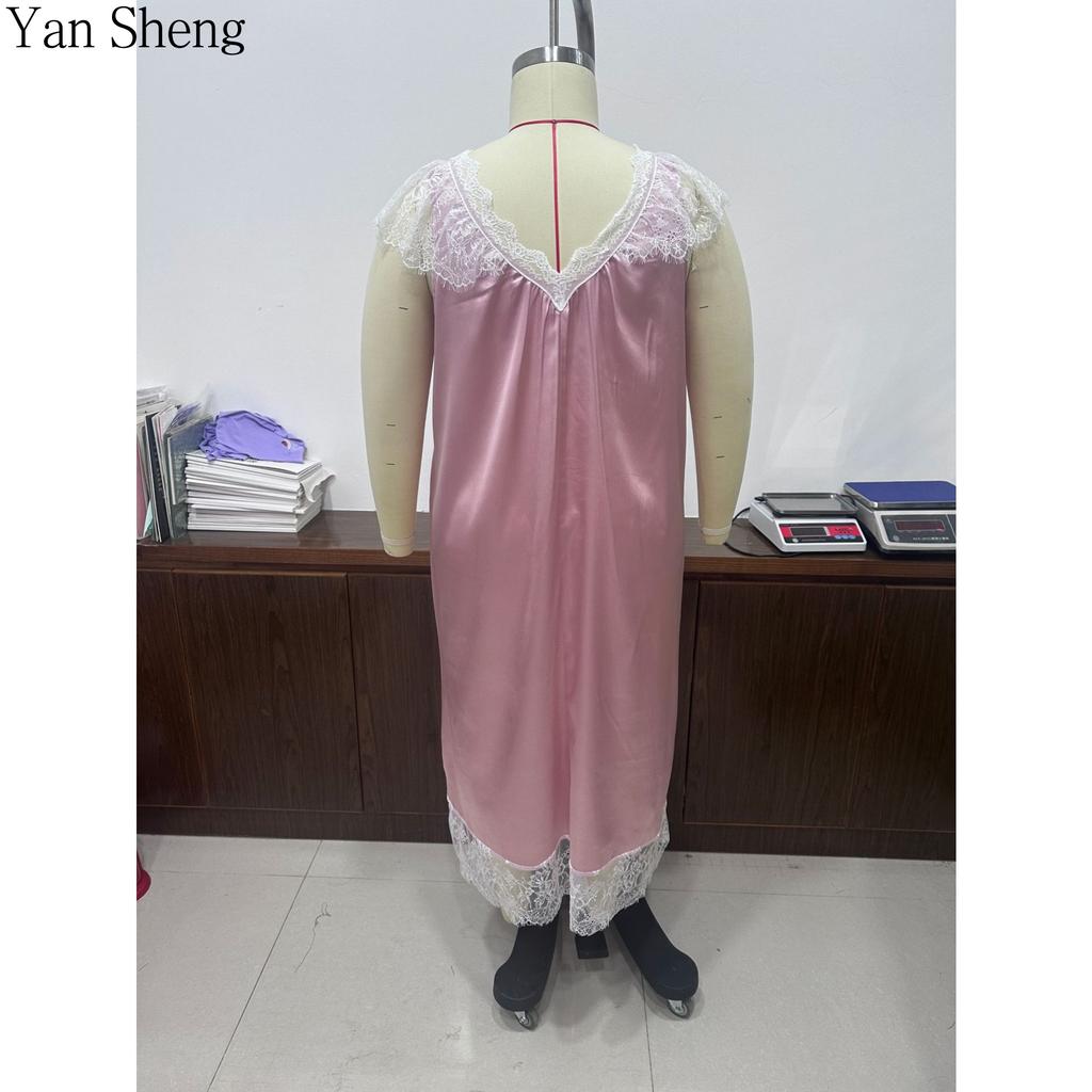 Short-Sleeved Nightgown Loose Casual Home Lace Plus Size Pajamas