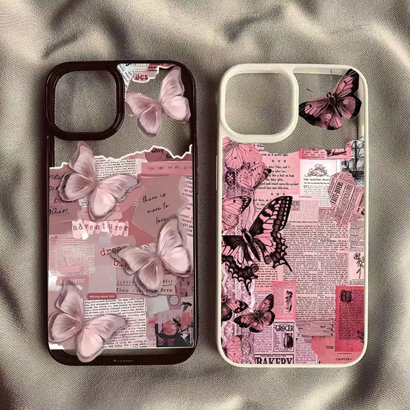 NIS Retro Růžový Motýl Pouzdro na Telefon Pro Samsung Galaxy S25 S24 Ultra A55 A56 A06 A16 A54 A35 A15 A34 5G S23 S22 FE Kryt