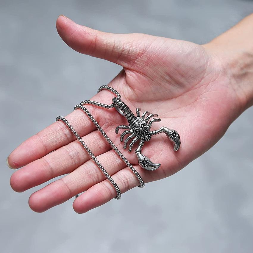 Stainless Steel Scorpion Pendant Necklace - Men's Punk Jewelry Gift.