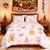 3pcs pink Merry Christmas gingerbread printed coreless bedding set multi size bedroom bedding holiday decoration comfortable