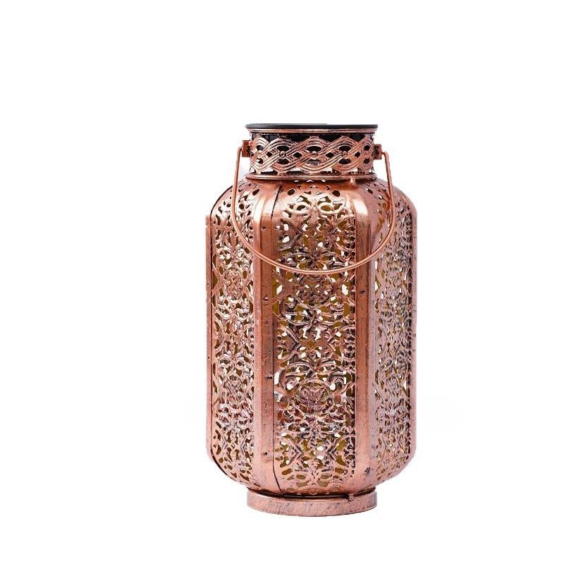 Solar Hexagonal Lantern Iron Hollow Projection Lamp Outdoor Landscape Lamp Courtyard Garden Decoration Atmosphere Lamp